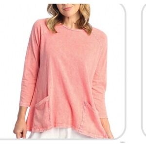 Jess & Jane Tunic Top  Oversized 1X Coral NWT 100% Cotton Pocket A-Line